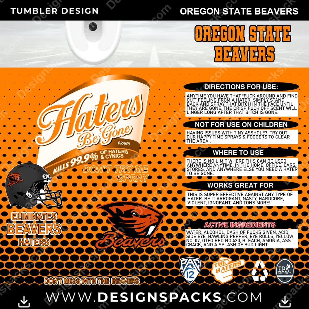 College Sport Haters Be Gone Oregon State Beavers NCAA College Sport Tumbler Digital Wrap Design Download