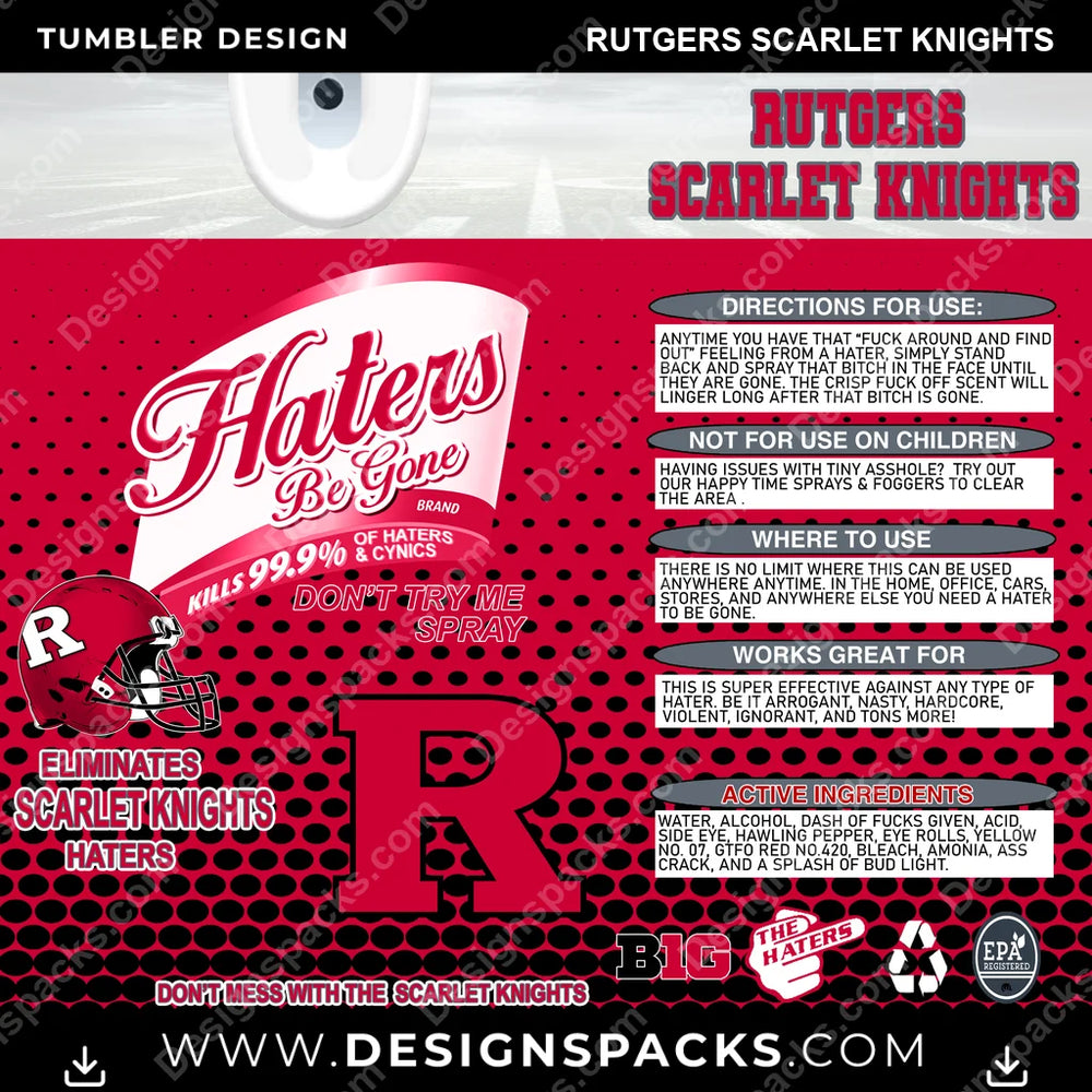 College Sport Haters Be Gone Rutgers Scarlet Knights NCAA College Sport Tumbler Digital Wrap Design Download