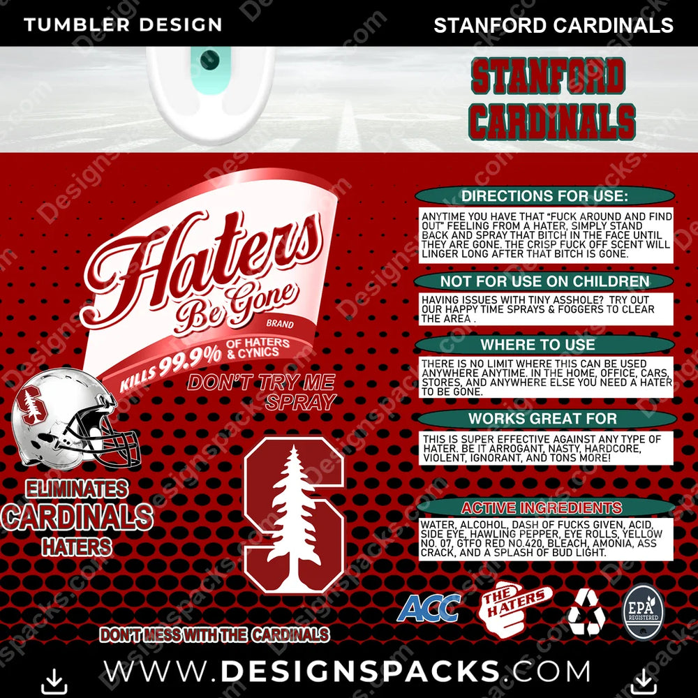 College Sport Haters Be Gone Stanford Cardinals NCAA College Sport Tumbler Digital Wrap Design Download