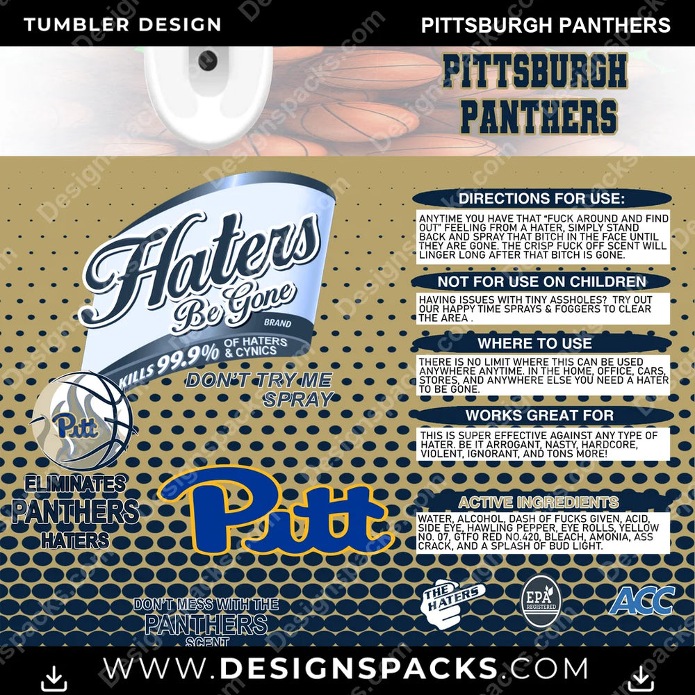 College Sport Hates Be Gone (MBB) Pittsburgh Panthers NCAA College Sport Tumbler Digital Wrap Design Download