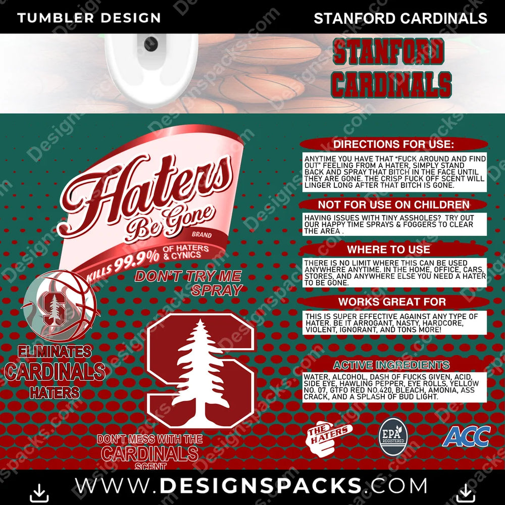College Sport Hates Be Gone (MBB) Stanford Cardinals NCAA College Sport Tumbler Digital Wrap Design Download
