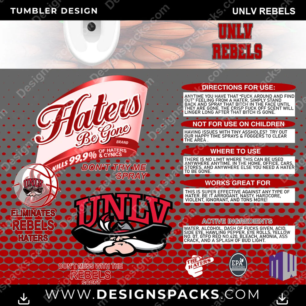 College Sport Hates Be Gone (MBB) UNLV Rebels NCAA College Sport Tumbler Digital Wrap Design Download