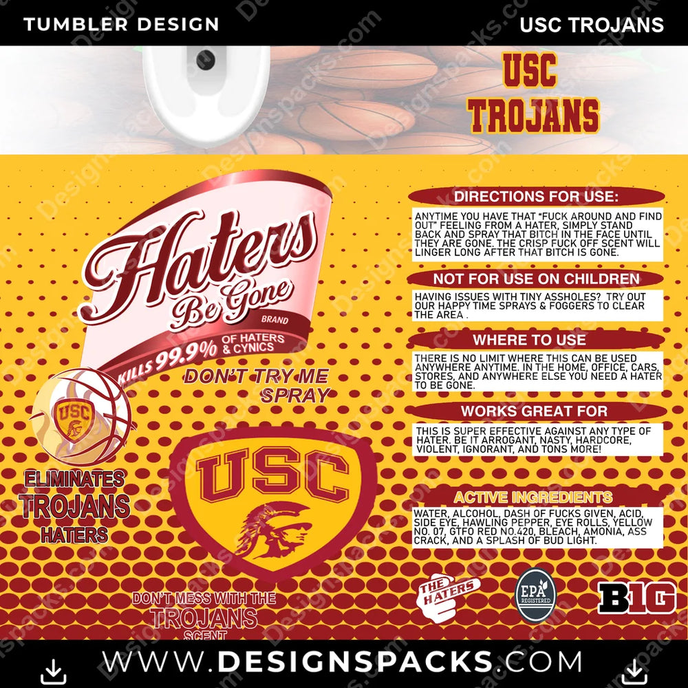 College Sport Hates Be Gone (MBB) USC Trojans NCAA College Sport Tumbler Digital Wrap Design Download