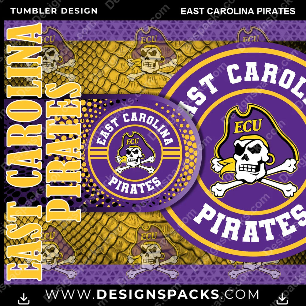 College Sport Hyper East Carolina Pirates NCAA College Sport Tumbler Digital Wrap Design Download