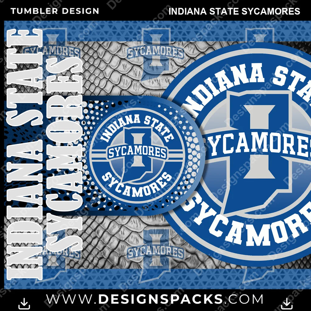 College Sport Hyper Indiana State Sycamores NCAA College Sport Tumbler Digital Wrap Design Download