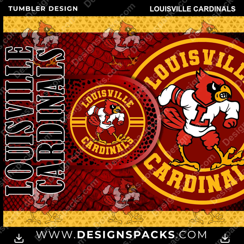 College Sport Hyper Louisville Cardinals NCAA College Sport Tumbler Digital Wrap Design Download