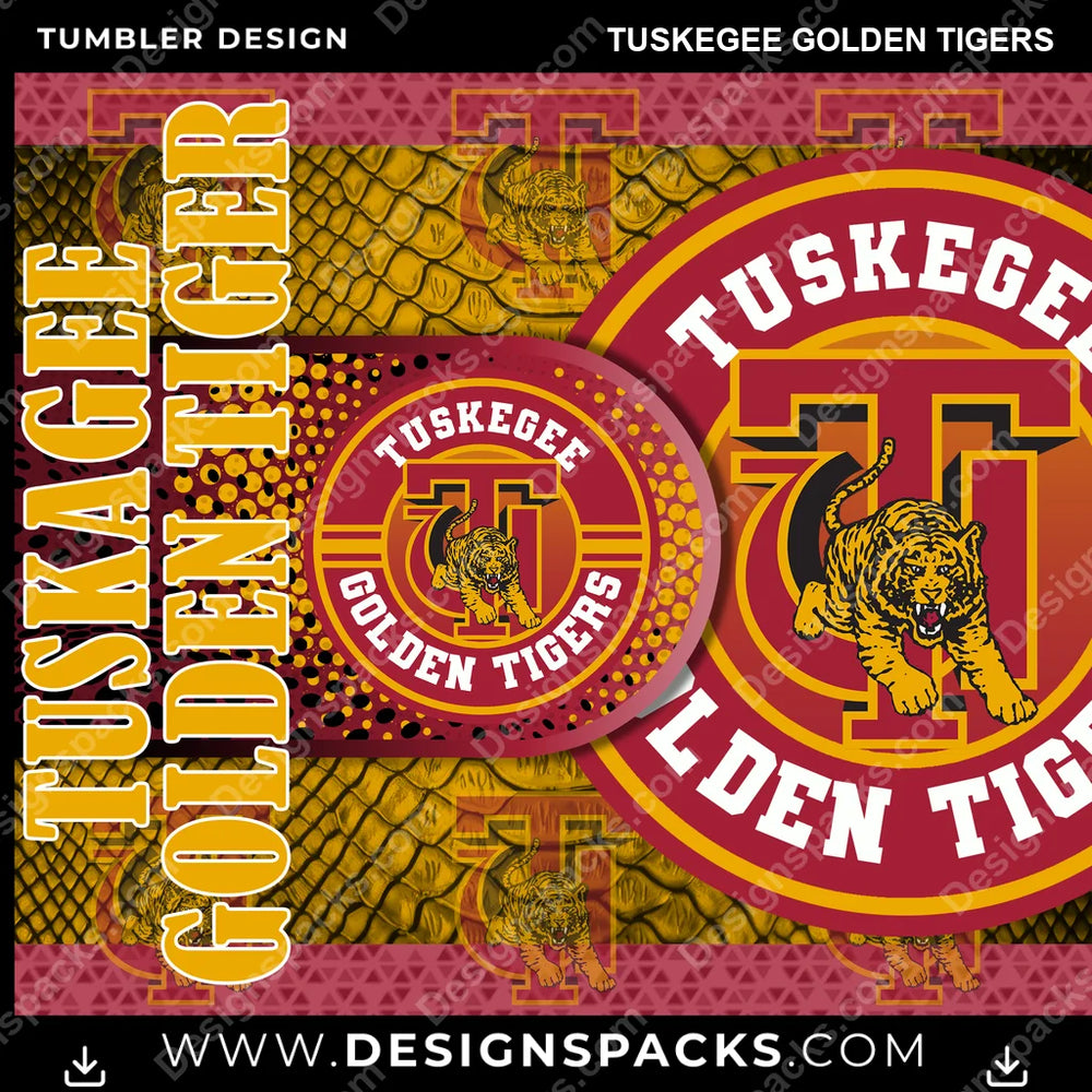 College Sport Hyper Tuskegee Golden Tigers NCAA College Sport Tumbler Digital Wrap Design Download