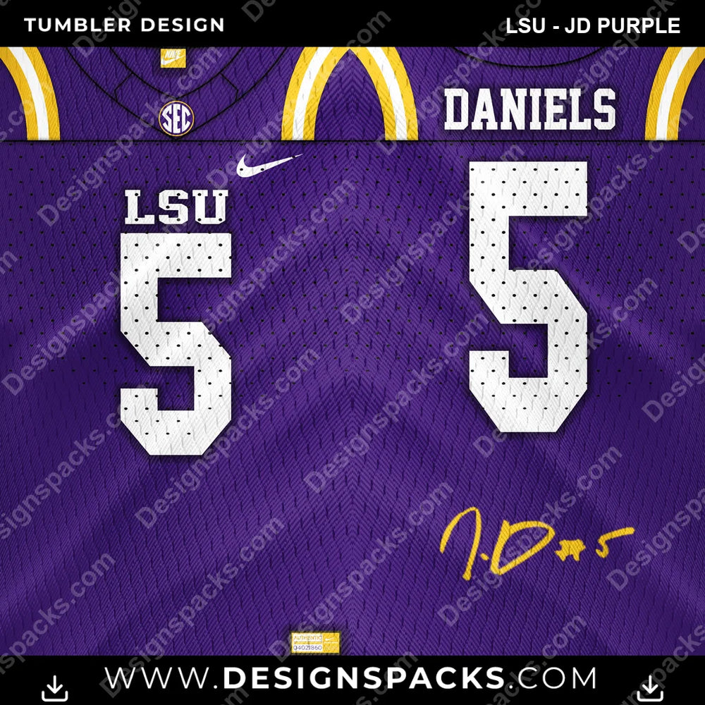 College Sport Jersey LSU - JD PURPLE NCAA College Sport Tumbler Digital Wrap Design Download
