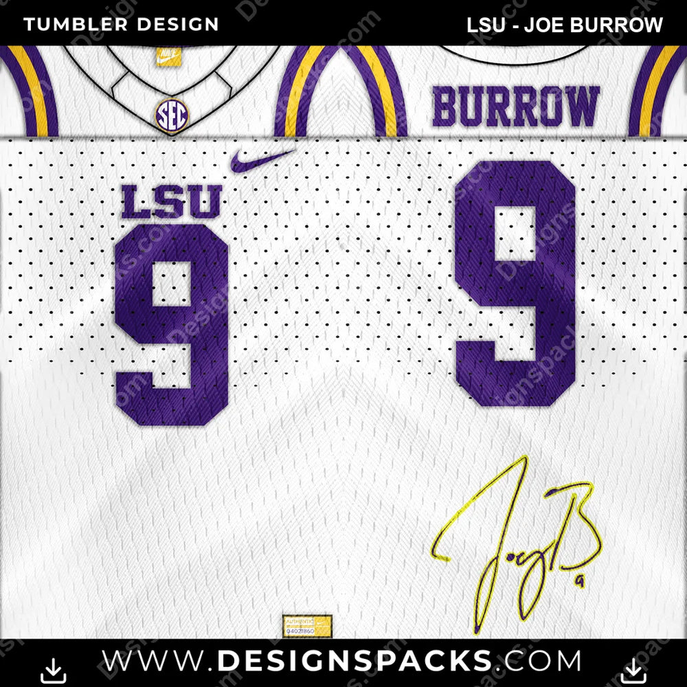 College Sport Jersey LSU - Joe Burrow NCAA College Sport Tumbler Digital Wrap Design Download