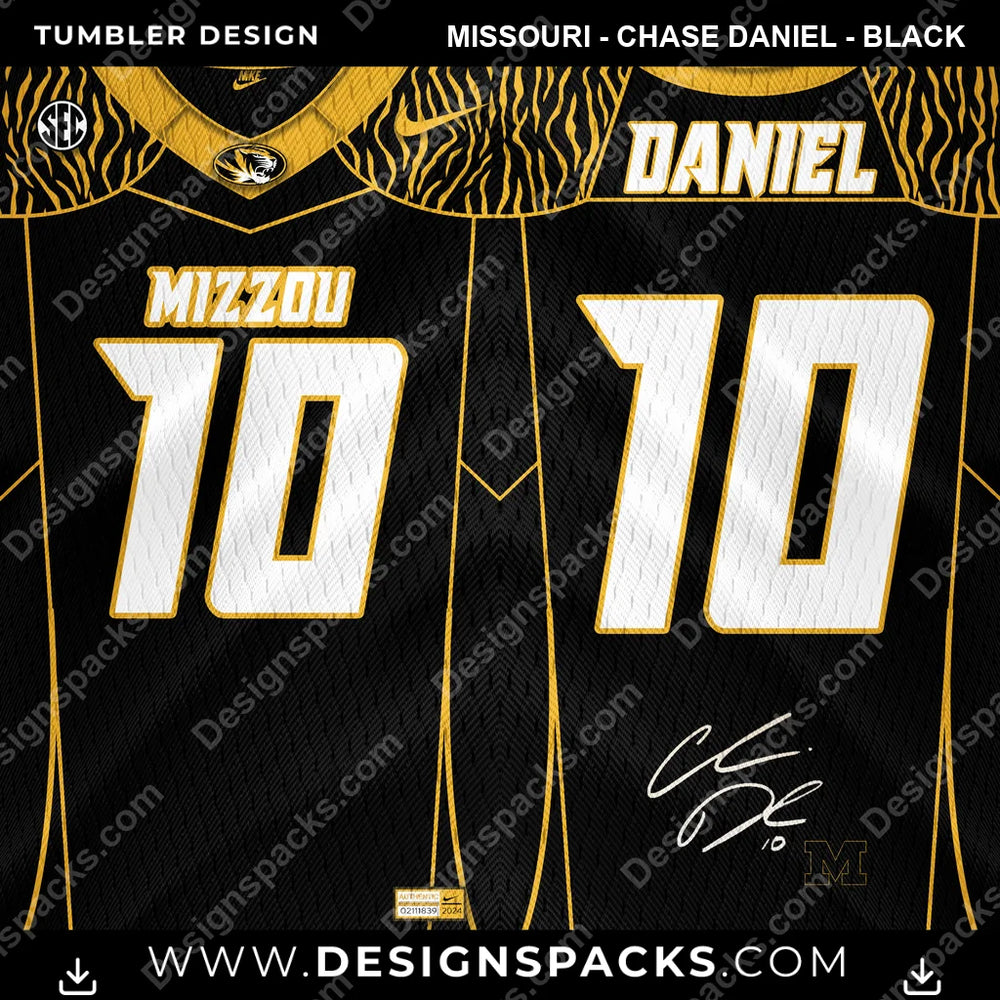 College Sport Jersey MISSOURI - Chase Daniel - BLACK NCAA College Sport Tumbler Digital Wrap Design Download