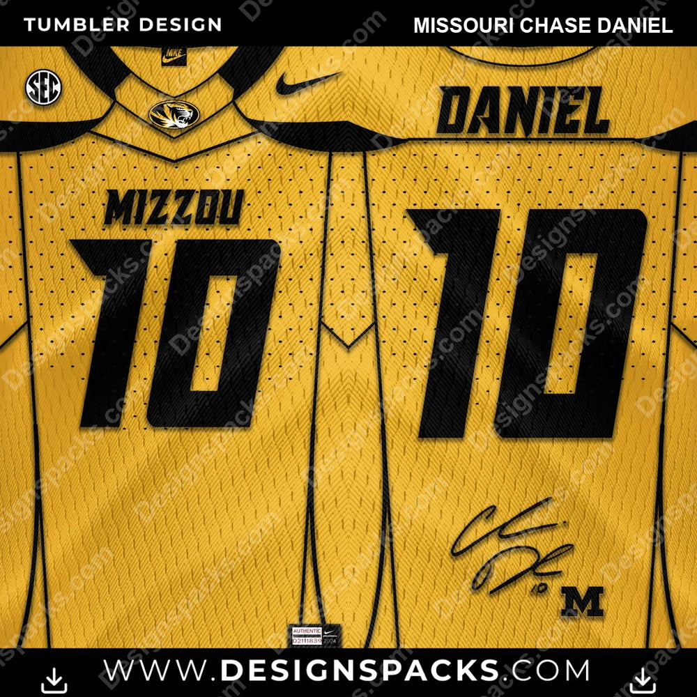 College Sport Jersey Missouri Chase Daniel NCAA College Sport Tumbler Digital Wrap Design Download