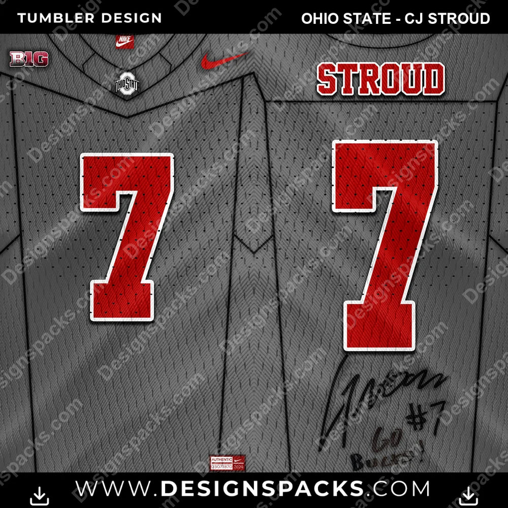 College Sport Jersey OHIO STATE - CJ Stroud NCAA College Sport Tumbler Digital Wrap Design Download