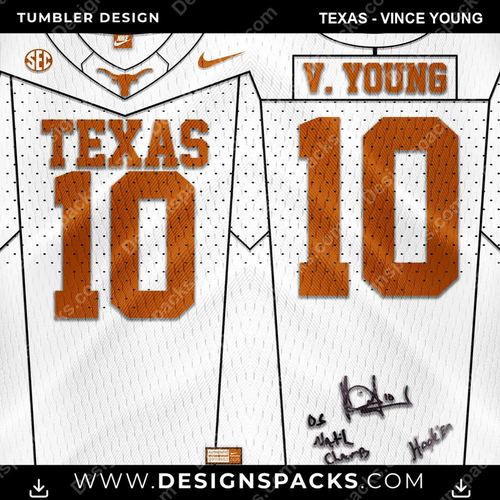 College Sport Jersey Texas - Vince Young NCAA College Sport Tumbler Digital Wrap Design Download
