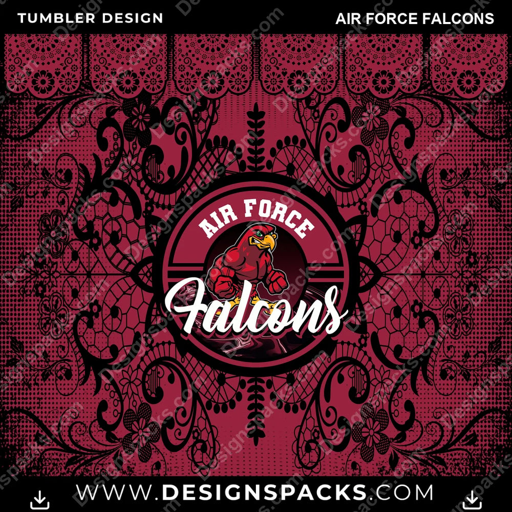 College Sport Lace & Logo Air Force Falcons NCAA College Sport Tumbler Digital Wrap Design Download