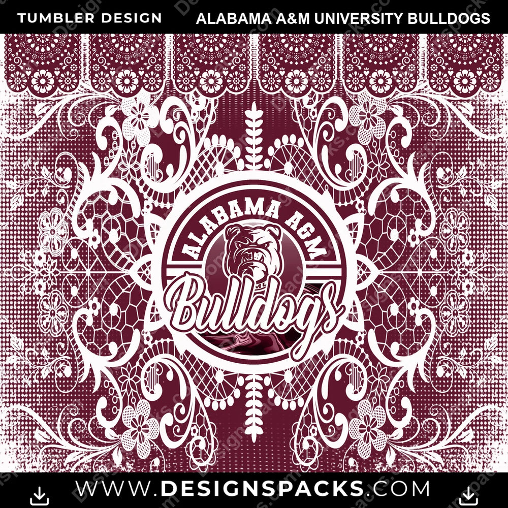 College Sport Lace & Logo Alabama A&M University Bulldogs NCAA College Sport Tumbler Digital Wrap Design Download