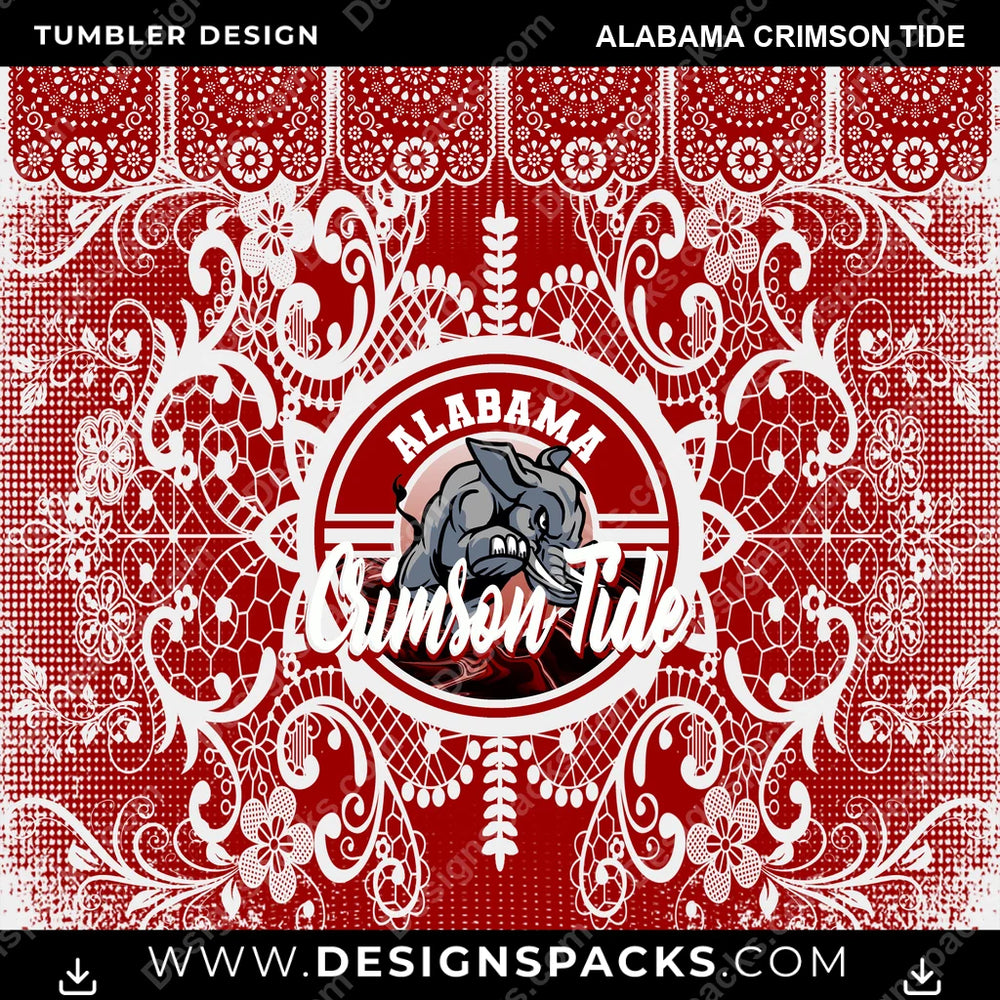 College Sport Lace & Logo Alabama Crimson Tide NCAA College Sport Tumbler Digital Wrap Design Download
