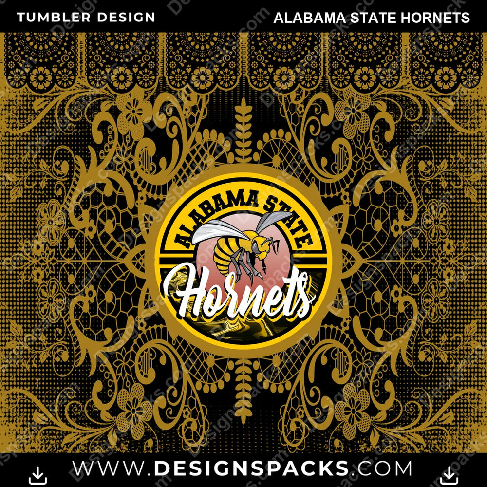 College Sport Lace & Logo Alabama State Hornets NCAA College Sport Tumbler Digital Wrap Design Download