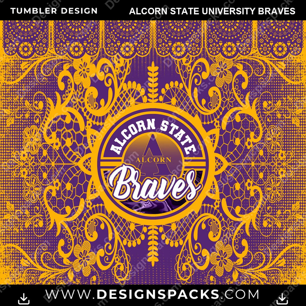 College Sport Lace & Logo Alcorn State University Braves NCAA College Sport Tumbler Digital Wrap Design Download