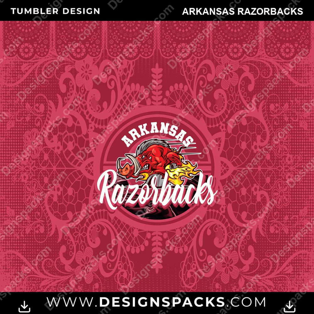 College Sport Lace & Logo Arkansas Razorbacks NCAA College Sport Tumbler Digital Wrap Design Download