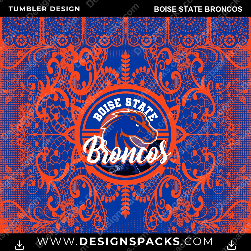College Sport Lace & Logo Boise State Broncos NCAA Tumbler Digital Wrap Design Download