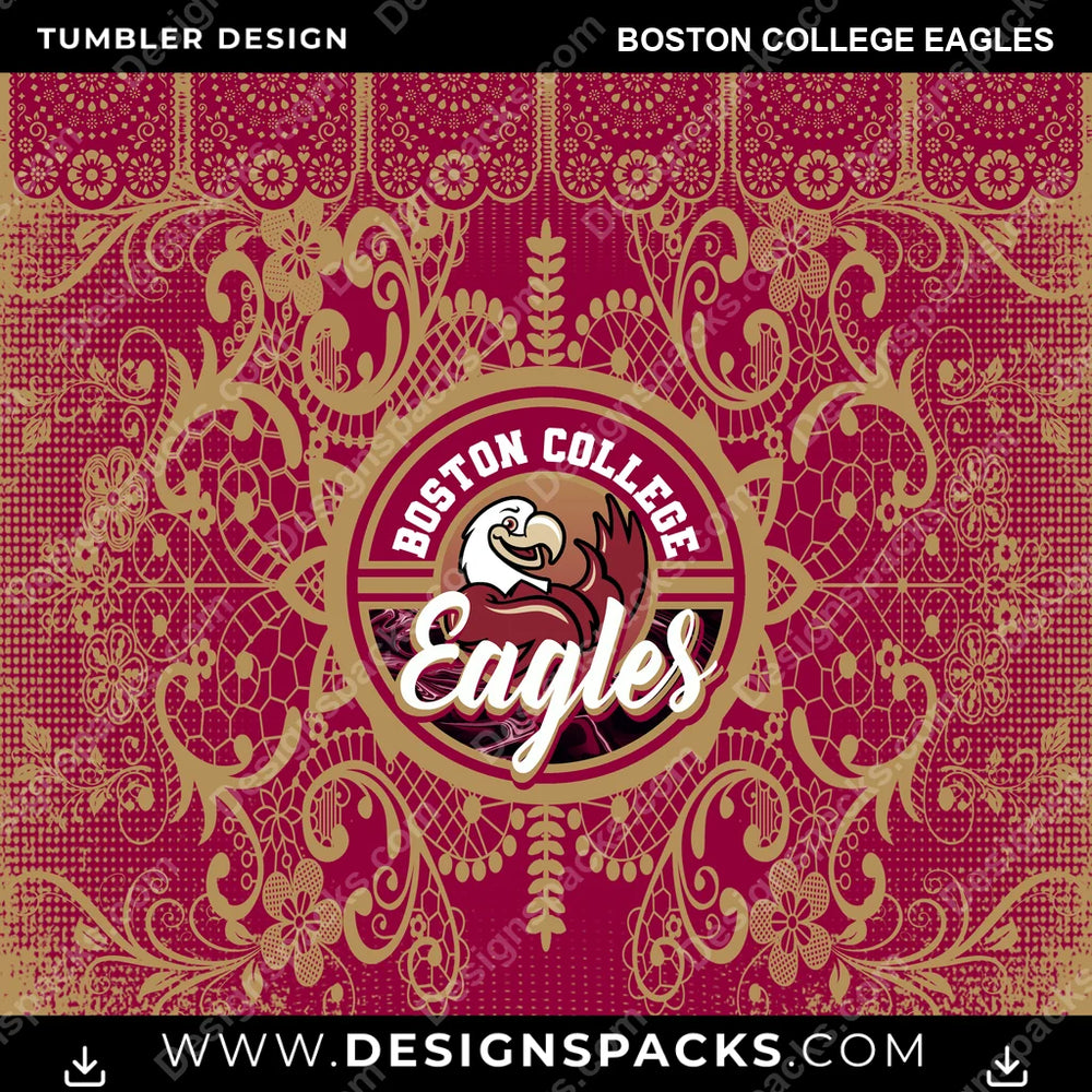 College Sport Lace & Logo Boston College Eagles NCAA College Sport Tumbler Digital Wrap Design Download