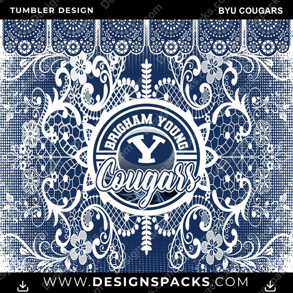 College Sport Lace & Logo BYU Cougars NCAA College Sport Tumbler Digital Wrap Design Download