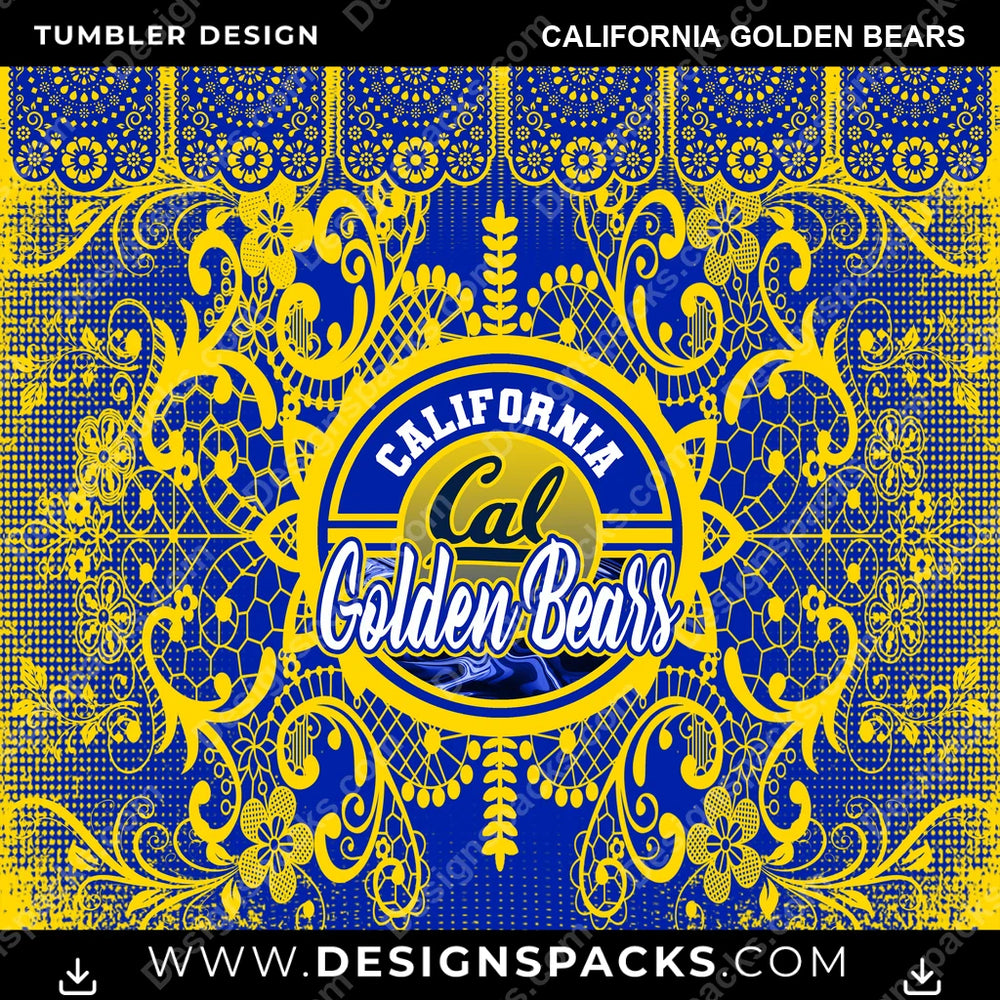 College Sport Lace & Logo California Golden Bears NCAA College Sport Tumbler Digital Wrap Design Download