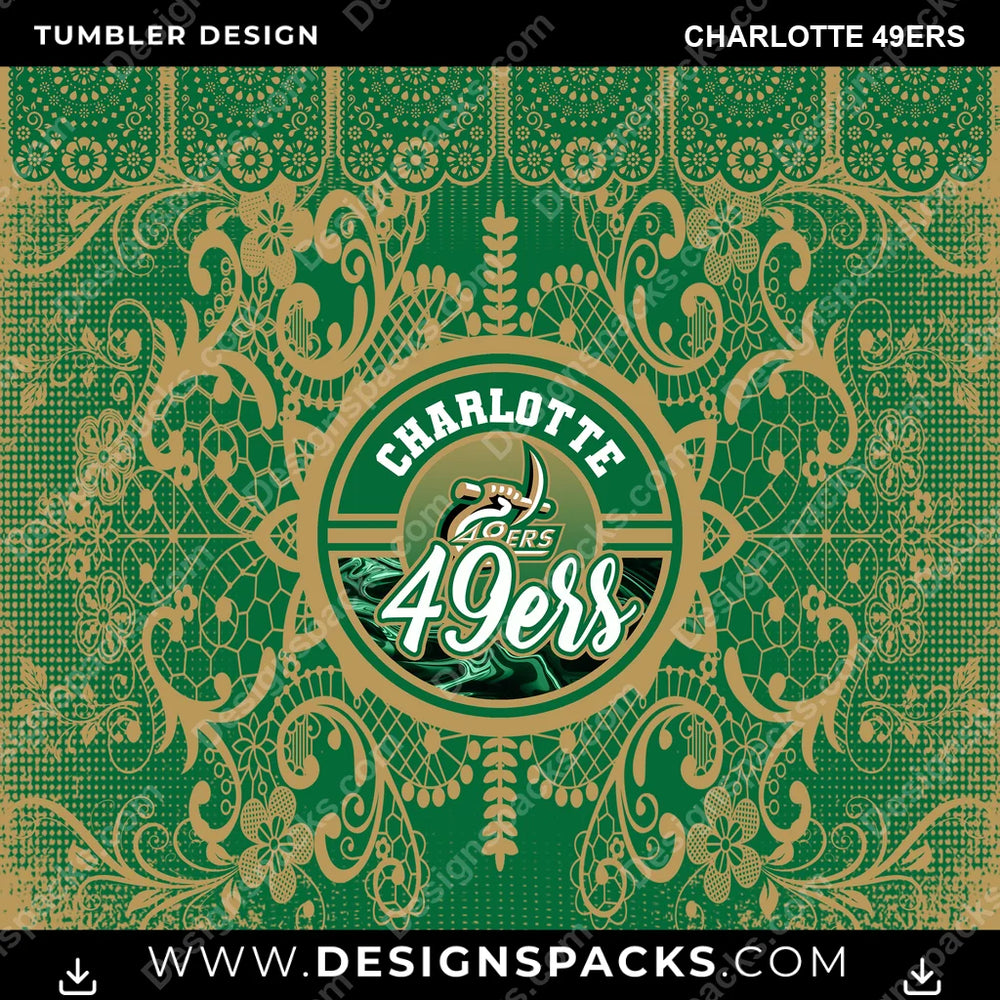 College Sport Lace & Logo Charlotte 49ers NCAA College Sport Tumbler Digital Wrap Design Download