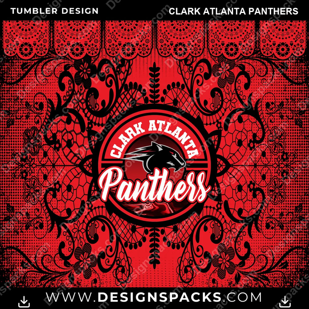 College Sport Lace & Logo Clark Atlanta Panthers NCAA College Sport Tumbler Digital Wrap Design Download