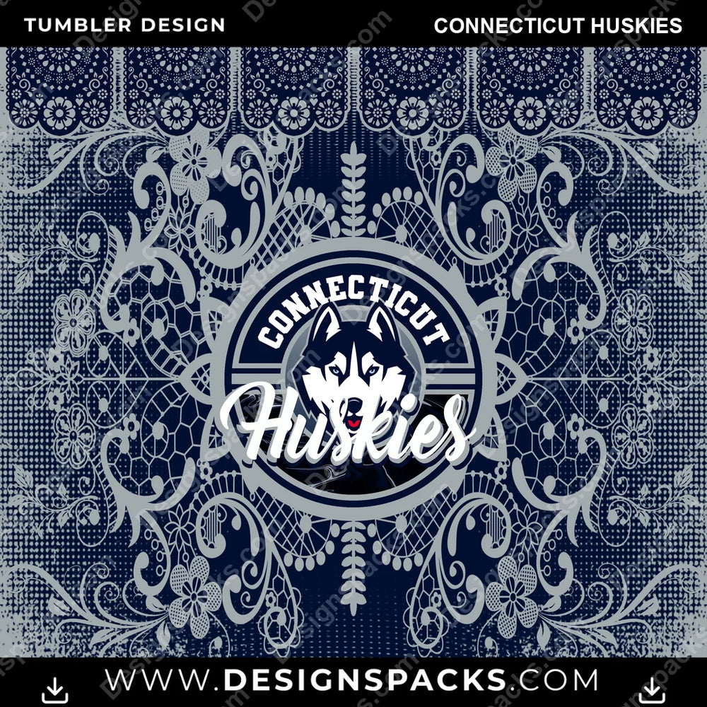 College Sport Lace & Logo Connecticut Huskies NCAA College Sport Tumbler Digital Wrap Design Download
