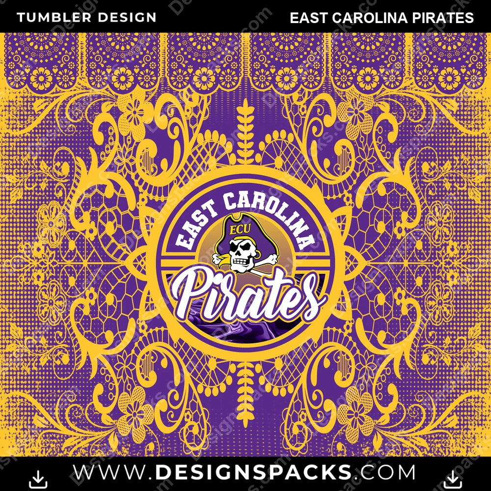 College Sport Lace & Logo East Carolina Pirates NCAA College Sport Tumbler Digital Wrap Design Download