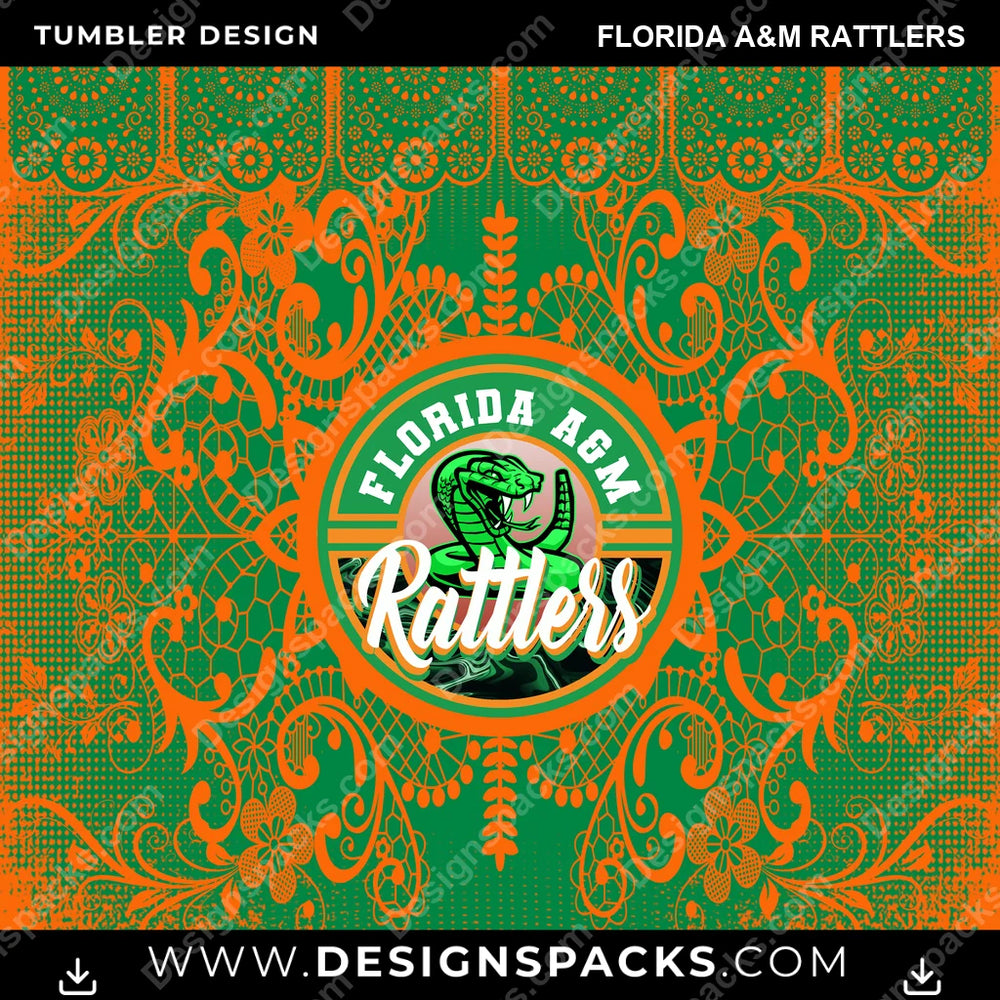 College Sport Lace & Logo Florida A&M Rattlers NCAA College Sport Tumbler Digital Wrap Design Download