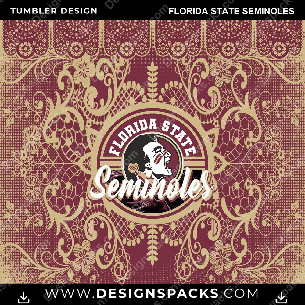 College Sport Lace & Logo Florida State Seminoles NCAA College Sport Tumbler Digital Wrap Design Download