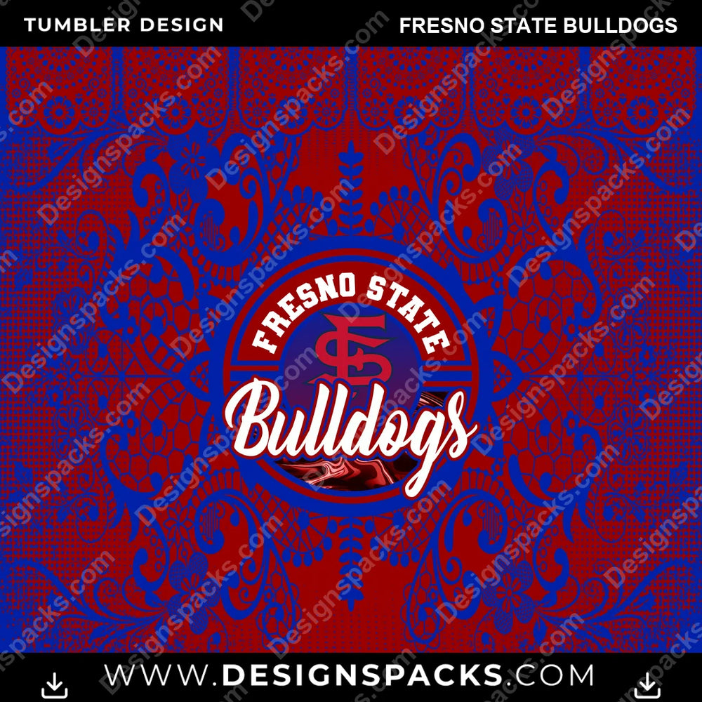 College Sport Lace & Logo Fresno State Bulldogs NCAA College Sport Tumbler Digital Wrap Design Download