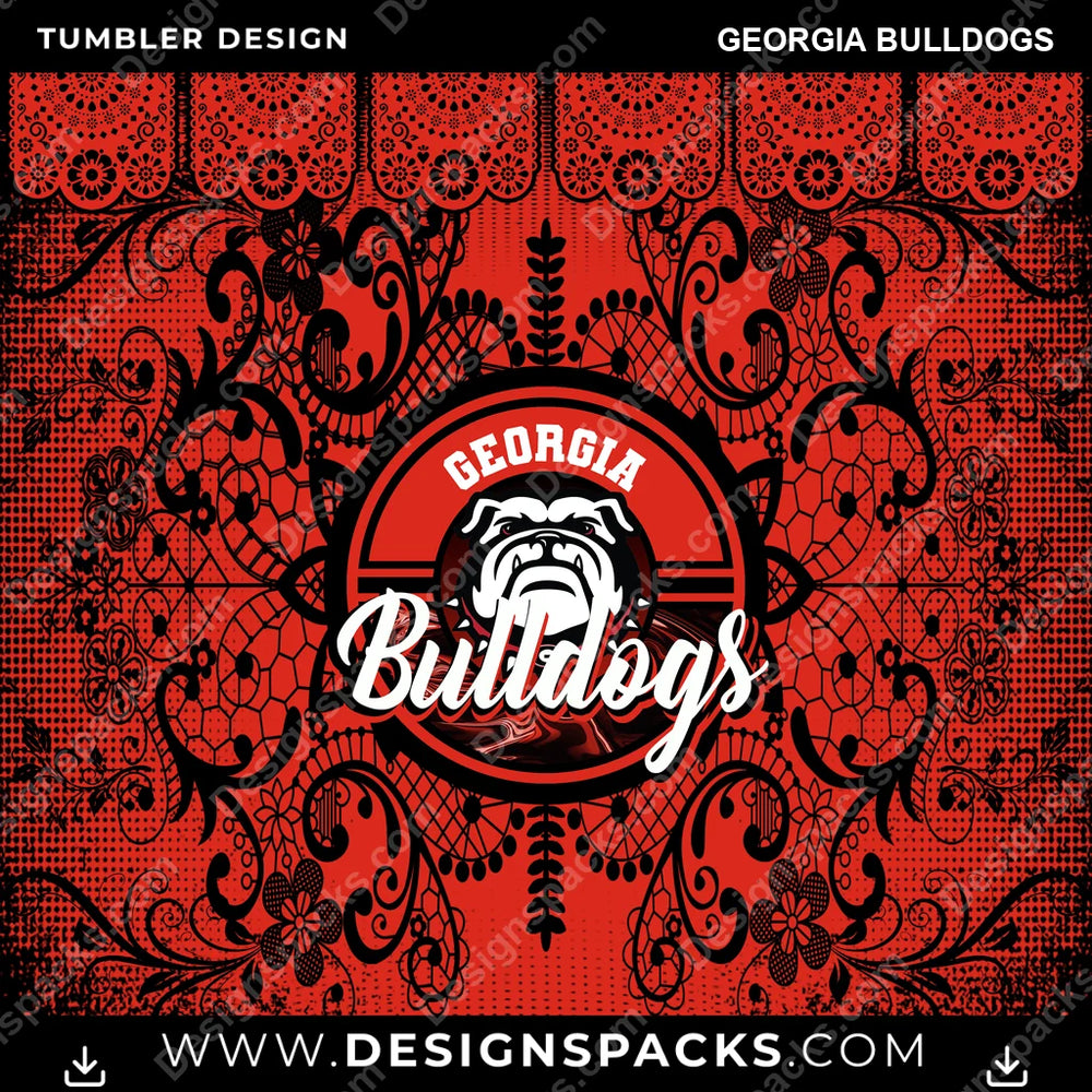 College Sport Lace & Logo Georgia Bulldogs NCAA College Sport Tumbler Digital Wrap Design Download