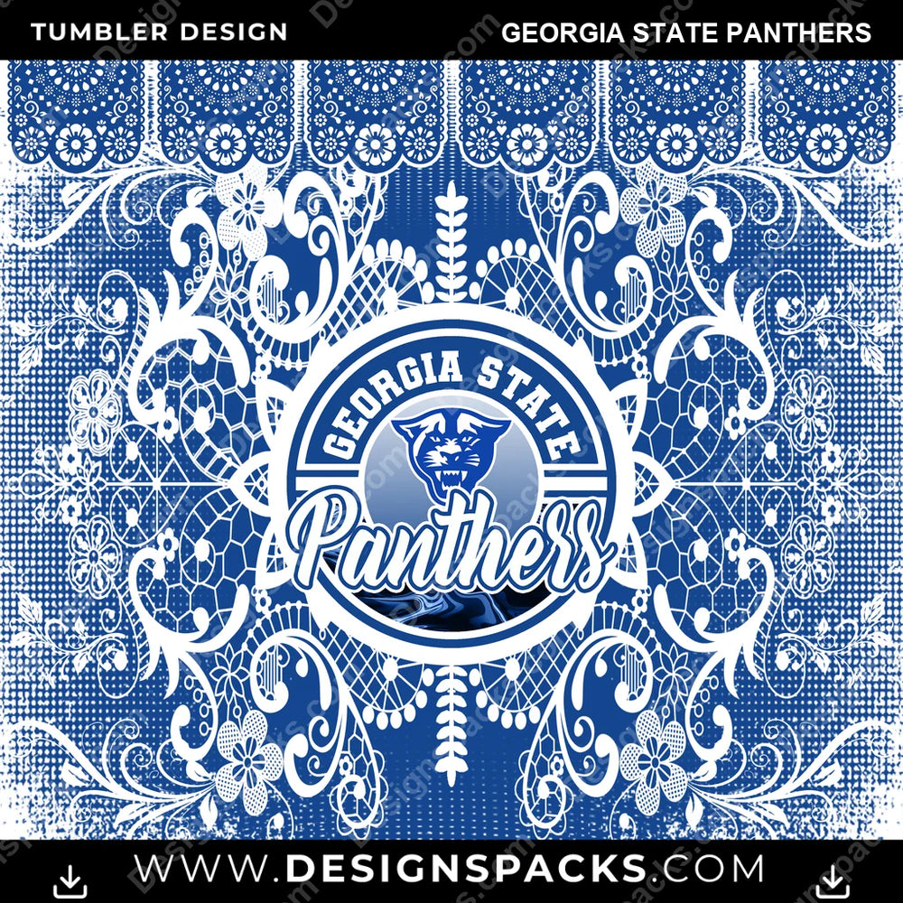 College Sport Lace & Logo Georgia State Panthers NCAA College Sport Tumbler Digital Wrap Design Download