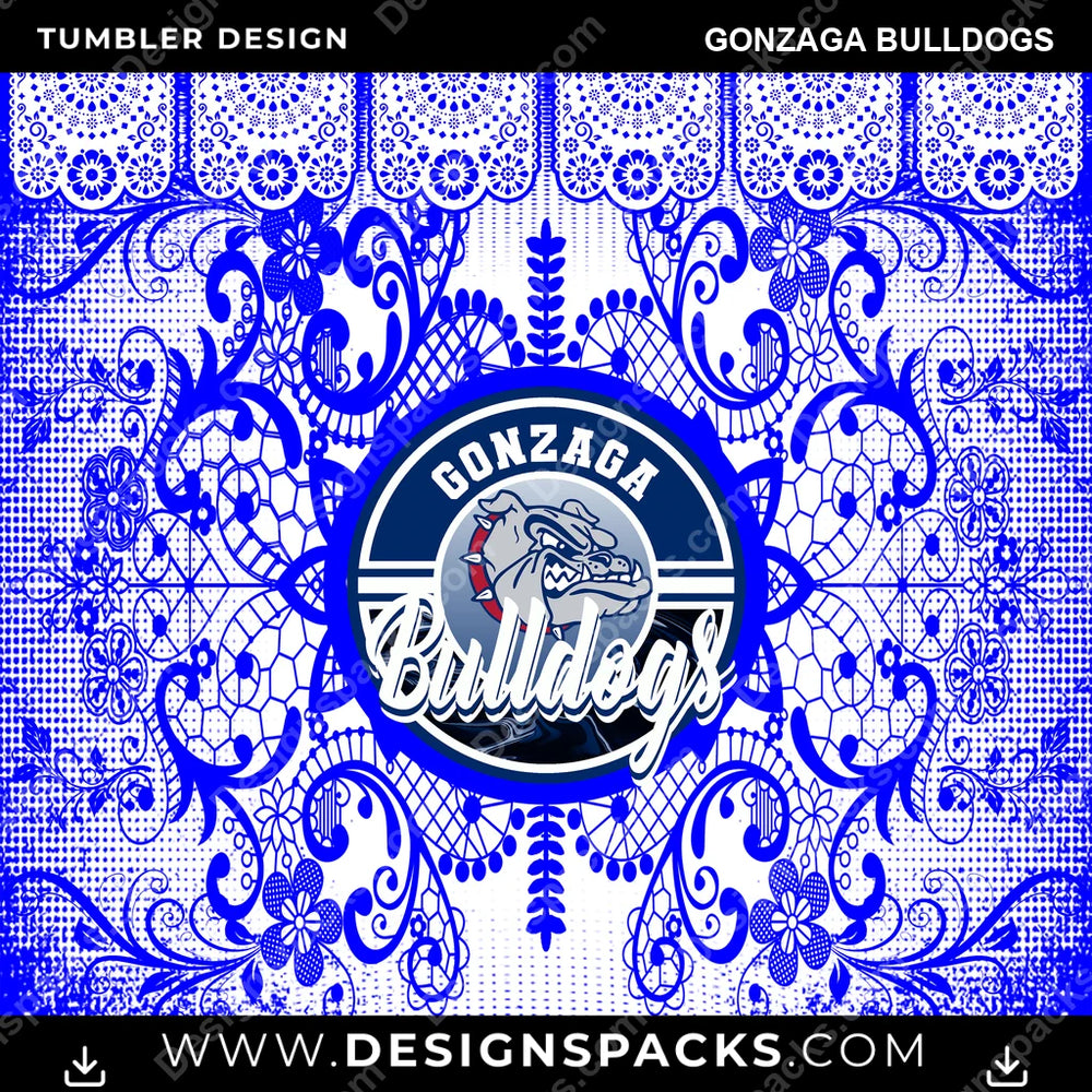 College Sport Lace & Logo Gonzaga Bulldogs NCAA College Sport Tumbler Digital Wrap Design Download