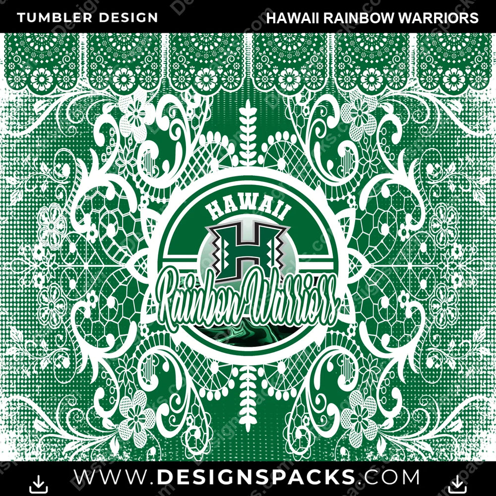 College Sport Lace & Logo Hawaii Rainbow Warriors NCAA College Sport Tumbler Digital Wrap Design Download