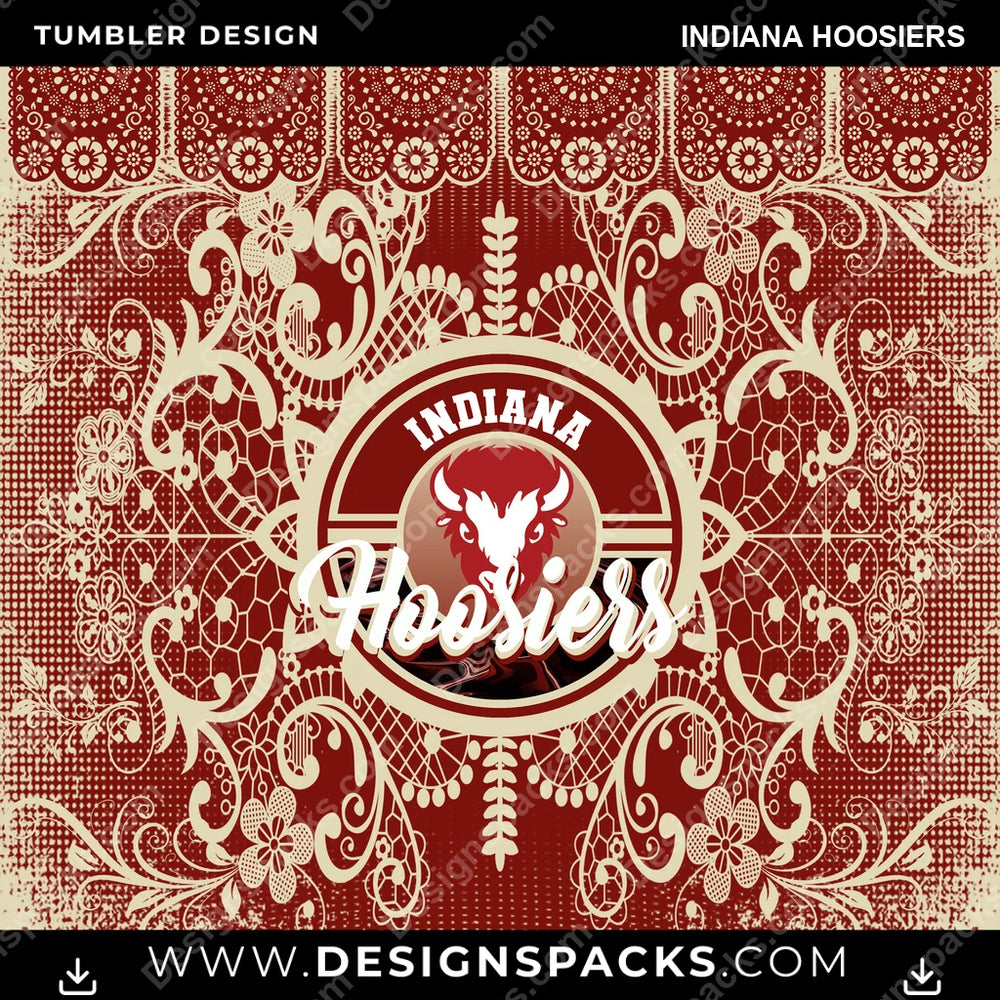 College Sport Lace & Logo Indiana Hoosiers NCAA College Sport Tumbler Digital Wrap Design Download