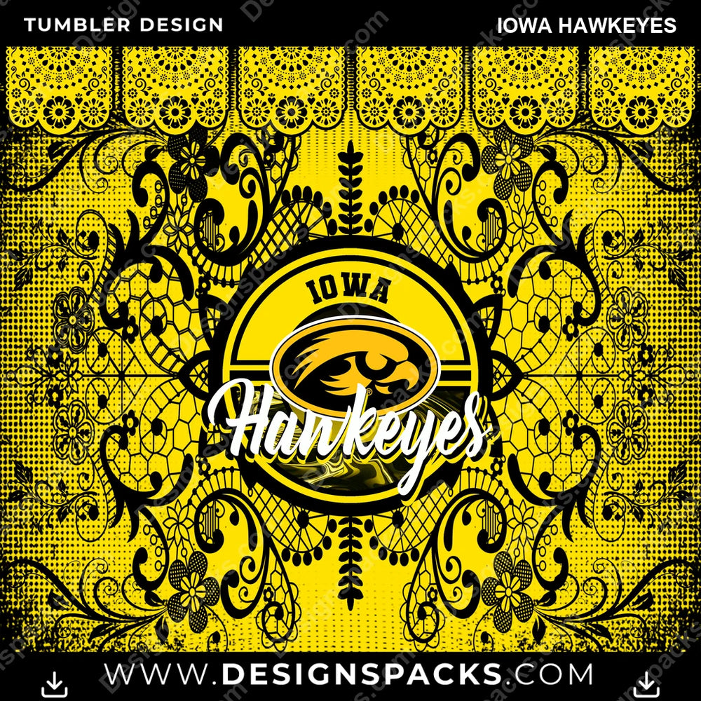 College Sport Lace & Logo Iowa Hawkeyes NCAA College Sport Tumbler Digital Wrap Design Download