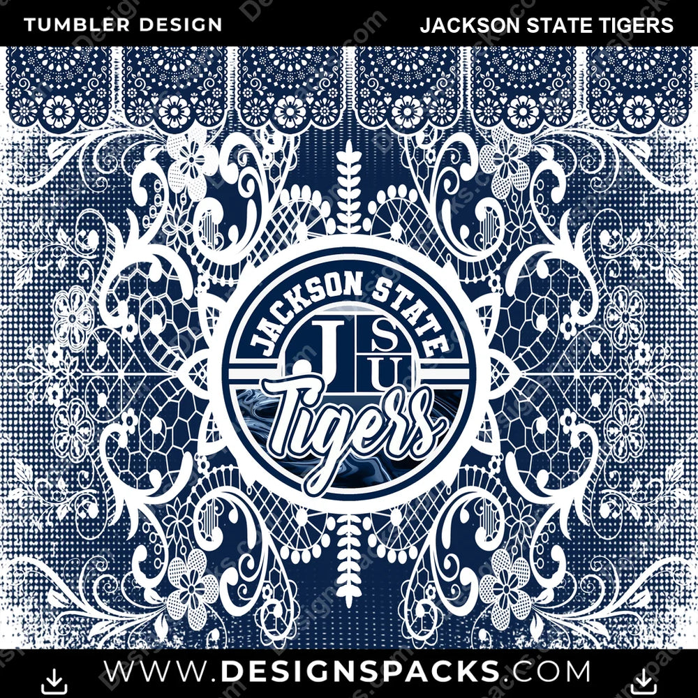College Sport Lace & Logo Jackson State Tigers NCAA College Sport Tumbler Digital Wrap Design Download