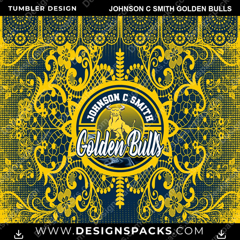 College Sport Lace & Logo Johnson C Smith Golden Bulls NCAA College Sport Tumbler Digital Wrap Design Download