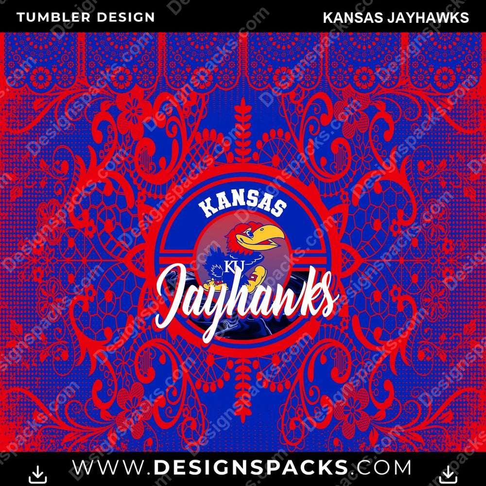 College Sport Lace & Logo Kansas Jayhawks NCAA College Sport Tumbler Digital Wrap Design Download