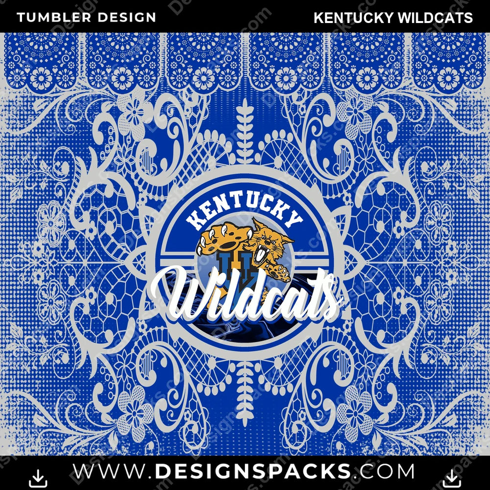 College Sport Lace & Logo Kentucky Wildcats NCAA College Sport Tumbler Digital Wrap Design Download