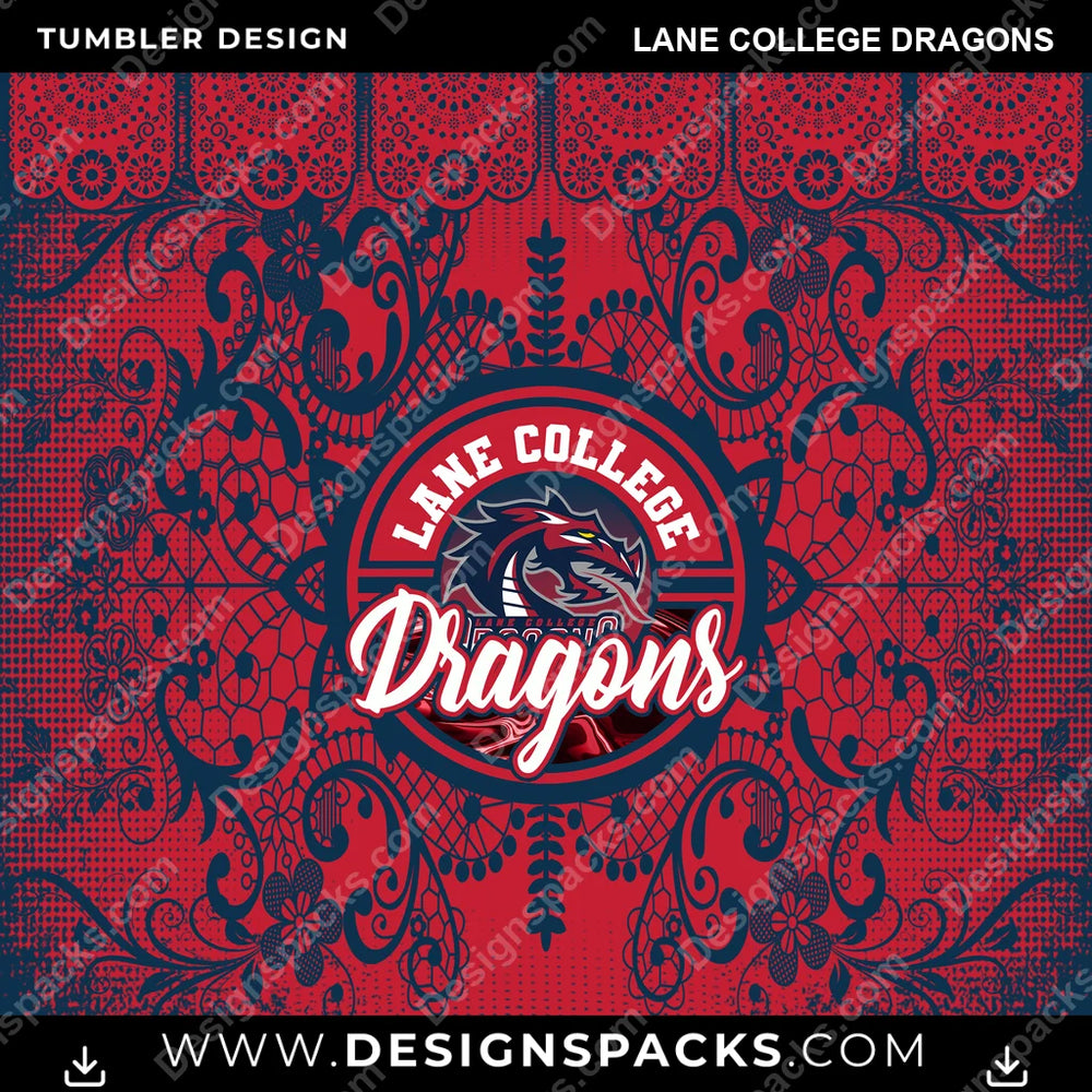 College Sport Lace & Logo Lane College Dragons NCAA College Sport Tumbler Digital Wrap Design Download