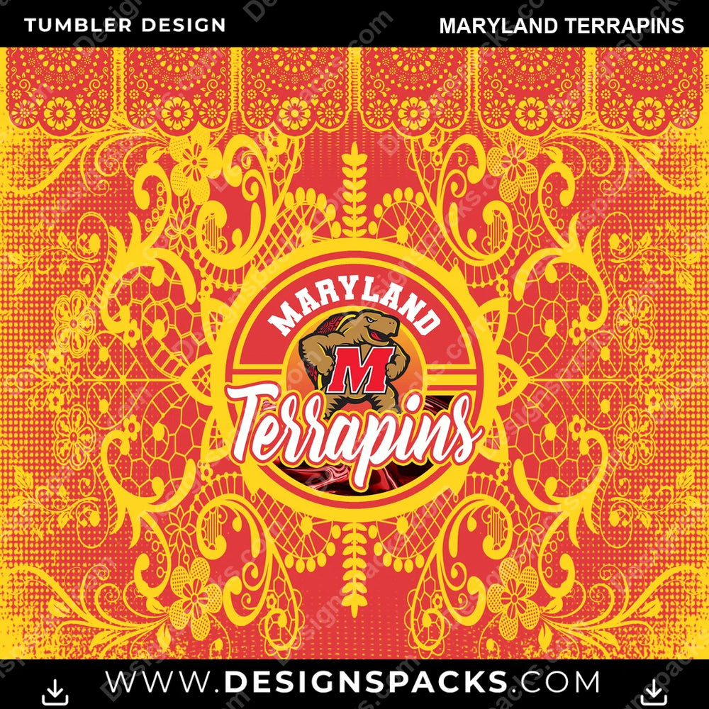 College Sport Lace & Logo Maryland Terrapins NCAA College Sport Tumbler Digital Wrap Design Download