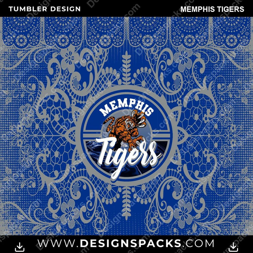 College Sport Lace & Logo Memphis Tigers NCAA College Sport Tumbler Digital Wrap Design Download