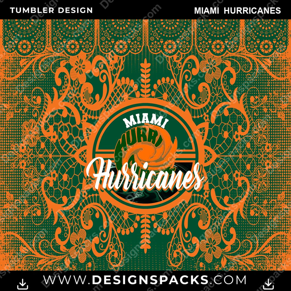 College Sport Lace & Logo Miami Hurricanes NCAA College Sport Tumbler Digital Wrap Design Download