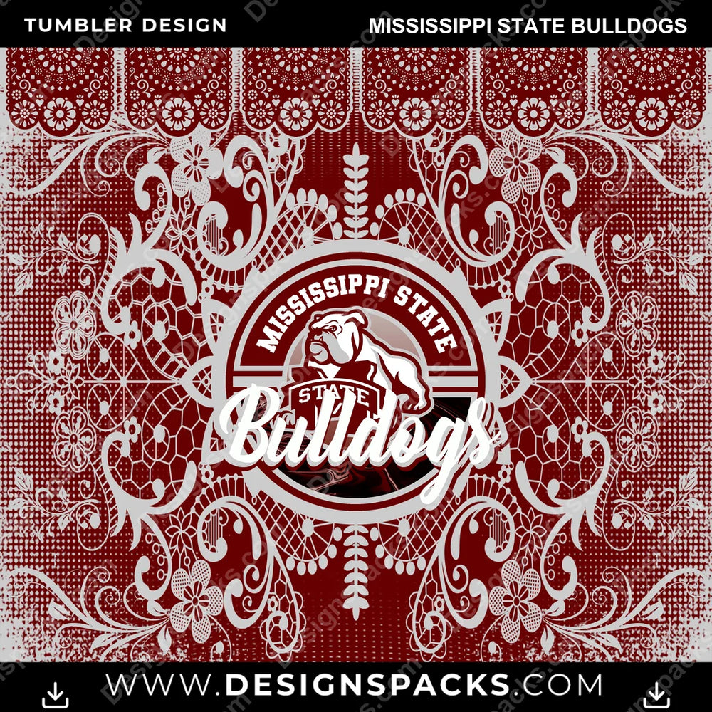College Sport Lace & Logo Mississippi State Bulldogs NCAA College Sport Tumbler Digital Wrap Design Download