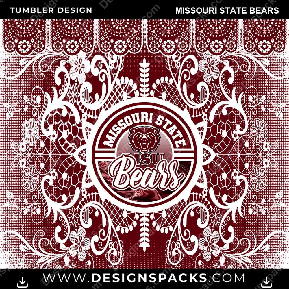 College Sport Lace & Logo Missouri State Bears NCAA College Sport Tumbler Digital Wrap Design Download